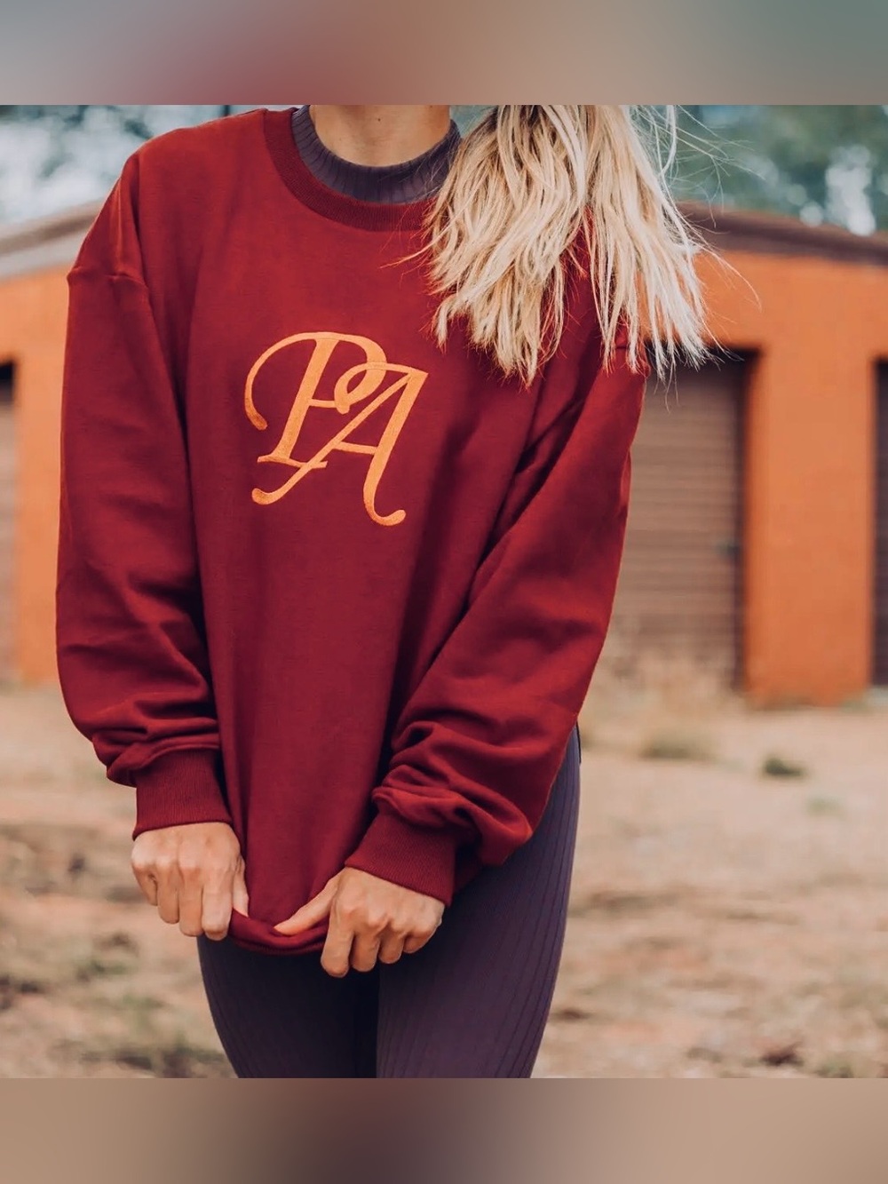 P’TULA Burgundy Maroon Oversized Sweatshirt XL Cozy Athleisure Crewneck Pullover